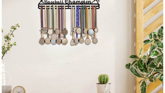 Baseball Champion Medal Hanger | Hangs Up to 60 Medals | Sports Medal Wall Display | Medal Holder | Black Glossy Finish Medal - Image 5