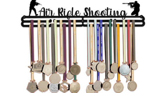 Air Rifle Shooting Medal Hanger | Hangs Up to 60 Medals | Sports Medal Wall Display | Medal Holder | Black Glossy Finish Medal - Image 2