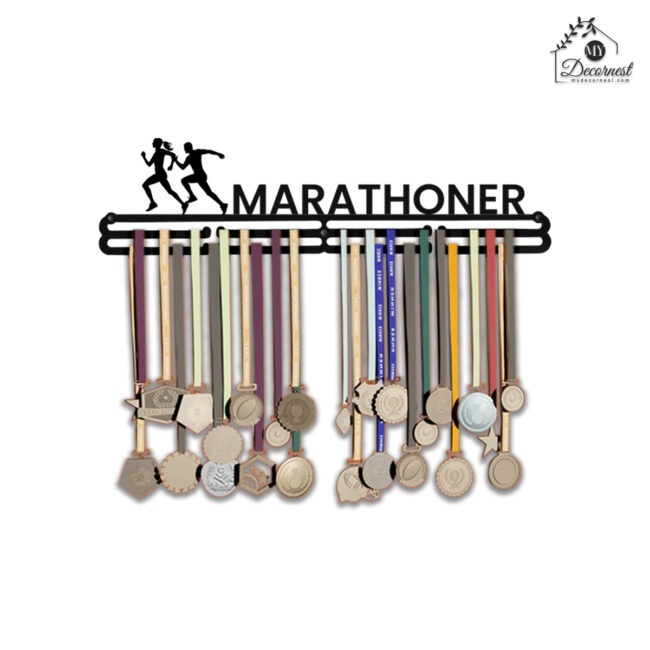 Marathoner Medal Hanger | Hangs Up to 60 Medals | Sports Medal Wall Display | Medal Holder | Black Glossy Finish Medal - Image 2