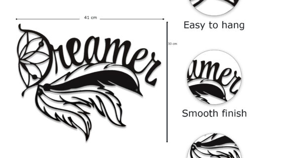 Dreamer Wall Metal Art | Motivational Silhouette Design | Perfect for Creative Spaces | Easy Installation - Image 2