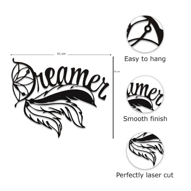 Dreamer Wall Metal Art | Motivational Silhouette Design | Perfect for Creative Spaces | Easy Installation - Image 2