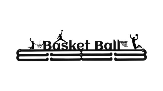 Basket Ball Medal hanger | Hangs Up to 60 Medals | Sports Medal Wall Display | Medal Holder| Black Glossy Finish Medal - Image 3
