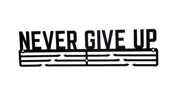 Never Give Up Medal Hanger | Hangs Up to 60 Medals | Sports Medal Wall Display | Medal Holder | Black Glossy Finish Medal - Image 3