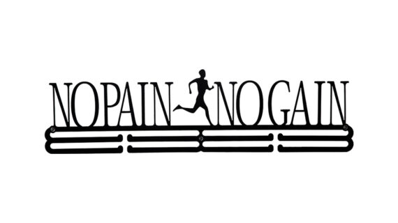 No Pain No Gain Medal Hanger| Hangs Up to 60 Medals  | Sports Medal Wall Display | Medal Holder| Black Glossy Finish Medal - Image 3