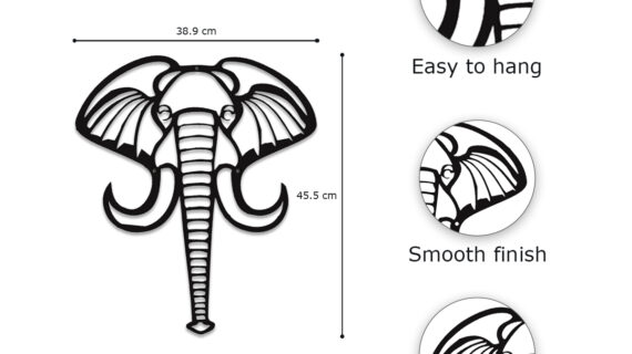 Elephant Face Wall Metal Art | Majestic & Artistic Design | Unique Home Décor | Easy to Mount - Image 2