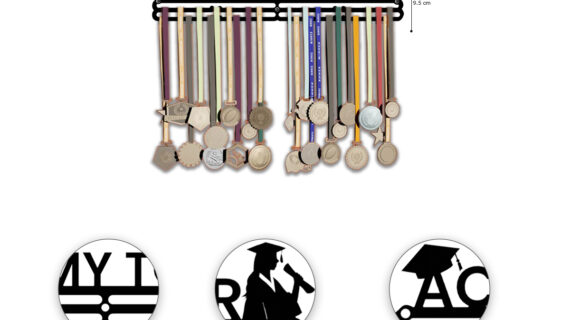 Academy Topper Medal Hanger | Hangs Up to 60 Medals | Sports Medal Wall Display | Medal Holder | Black Glossy Finish Medal - Image 4