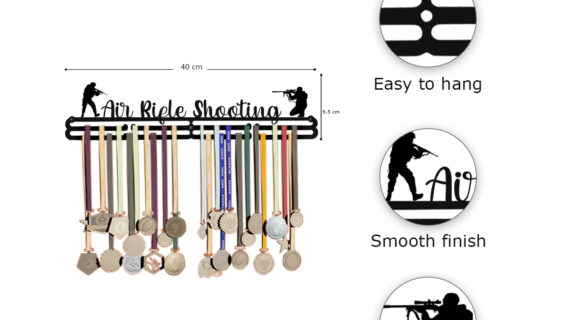 Air Rifle Shooting Medal Hanger | Hangs Up to 60 Medals | Sports Medal Wall Display | Medal Holder | Black Glossy Finish Medal - Image 4