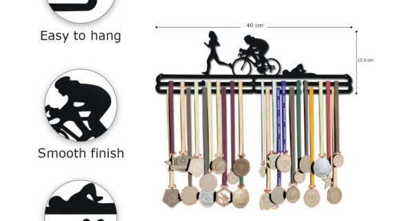 Cycling Champion Medal Hanger | Hangs Up to 60 Medals | Sports Medal Wall Display | Medal Holder | Black Glossy Finish Medal - Image 4