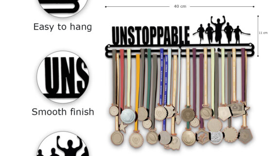 Unstoppable Medal Hanger | Hangs Up to 60 Medals | Sports Medal Wall Display | Medal Holder | Black Glossy Finish Medal - Image 4
