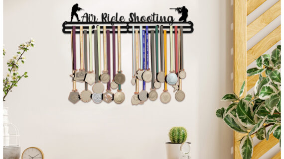 Air Rifle Shooting Medal Hanger | Hangs Up to 60 Medals | Sports Medal Wall Display | Medal Holder | Black Glossy Finish Medal - Image 5