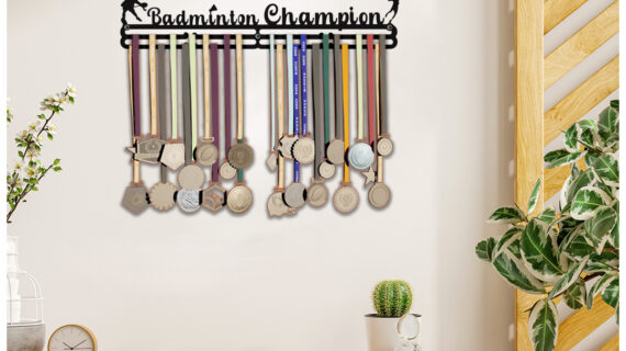 Badminton Champion Medal Hanger | Hangs Up to 60 Medals | Sports Medal Wall Display | Medal Holder | Black Glossy Finish Medal - Image 5