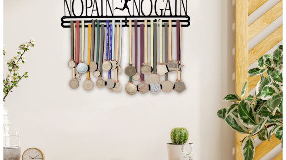 No Pain No Gain Medal Hanger| Hangs Up to 60 Medals  | Sports Medal Wall Display | Medal Holder| Black Glossy Finish Medal - Image 5