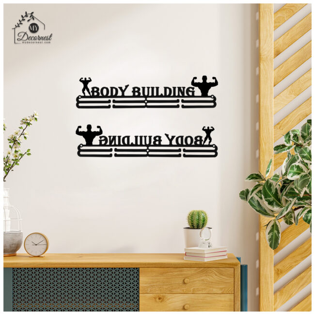 Body Building Medal Hanger | Hangs Up to 60 Medals | Sports Medal Wall Display | Medal Holder| Black Glossy Finish Medal - Image 6
