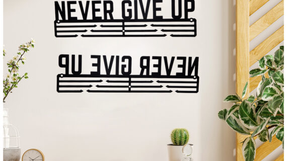 Never Give Up Medal Hanger | Hangs Up to 60 Medals | Sports Medal Wall Display | Medal Holder | Black Glossy Finish Medal - Image 6