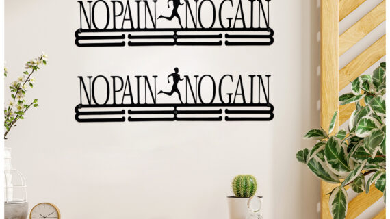 No Pain No Gain Medal Hanger| Hangs Up to 60 Medals  | Sports Medal Wall Display | Medal Holder| Black Glossy Finish Medal - Image 6