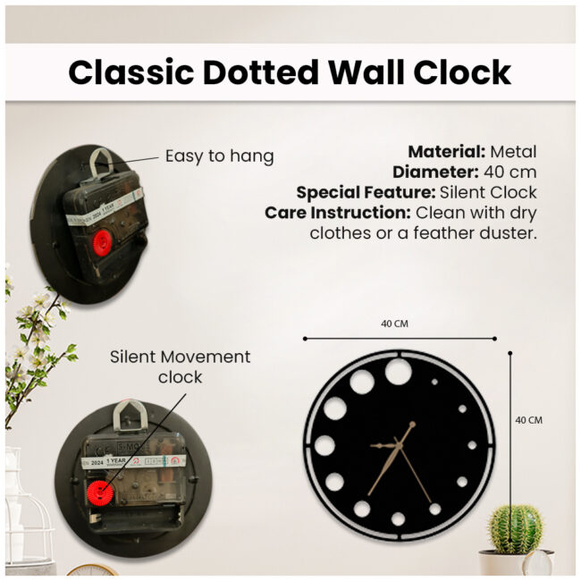 Classic Circles One Metal Wall Clock | Modern Premium | Living Room Bedroom | Home Decor | Analog 40 cm (Copy) - Image 5