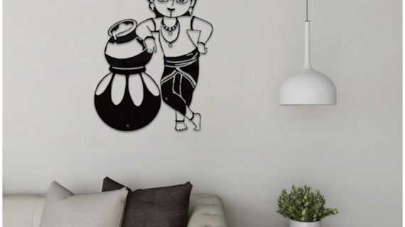 Lord Krishna Wall Art | Divine Spiritual Design | Premium Metal Craft | Elegant Home & Office Décor | Easy Installation