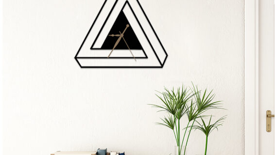 Classic Triangle Metal Wall Clock | Modern Premium | Living Room Bedroom | Home Decor | Analog 40 cm