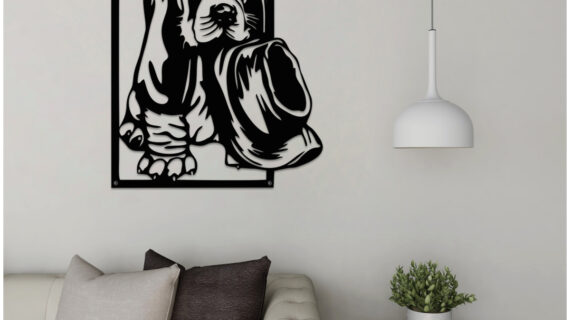Dog with Hat Metal Art | Stylish & Fun Design | Unique Wall Décor | Easy to Hang