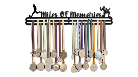 Miles Of Memories Medal Hanger | Hangs Up to 60 Medals | Sports Medal Wall Display | Medal Holder | Black Glossy Finish Medal - Image 2
