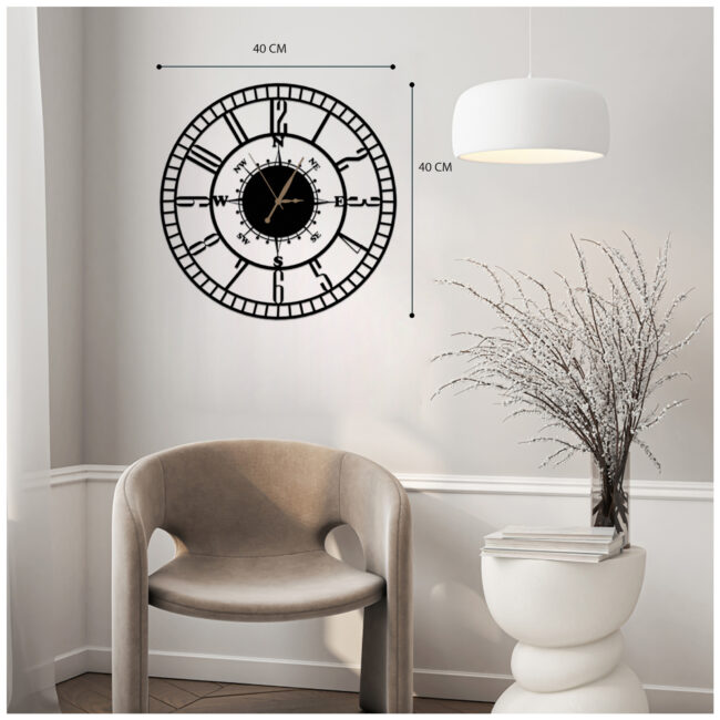 Classic Direction Metal Wall Clock | Modern Premium | Living Room Bedroom | Home Decor | Analog 40 cm - Image 2