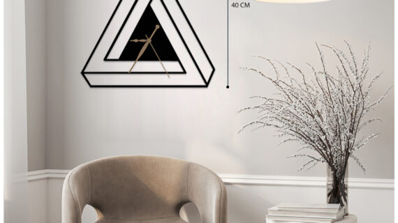 Classic Triangle Metal Wall Clock | Modern Premium | Living Room Bedroom | Home Decor | Analog 40 cm - Image 2