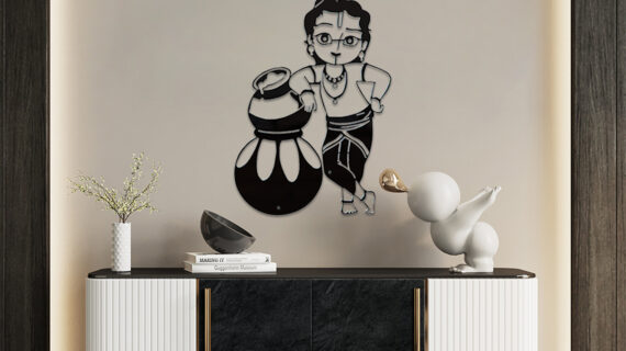 Lord Krishna Wall Art | Divine Spiritual Design | Premium Metal Craft | Elegant Home & Office Décor | Easy Installation - Image 3