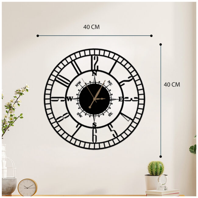 Classic Direction Metal Wall Clock | Modern Premium | Living Room Bedroom | Home Decor | Analog 40 cm - Image 3