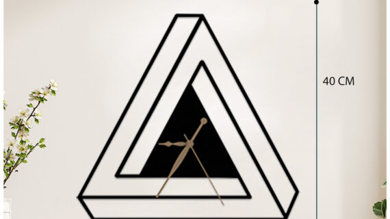 Classic Triangle Metal Wall Clock | Modern Premium | Living Room Bedroom | Home Decor | Analog 40 cm - Image 4